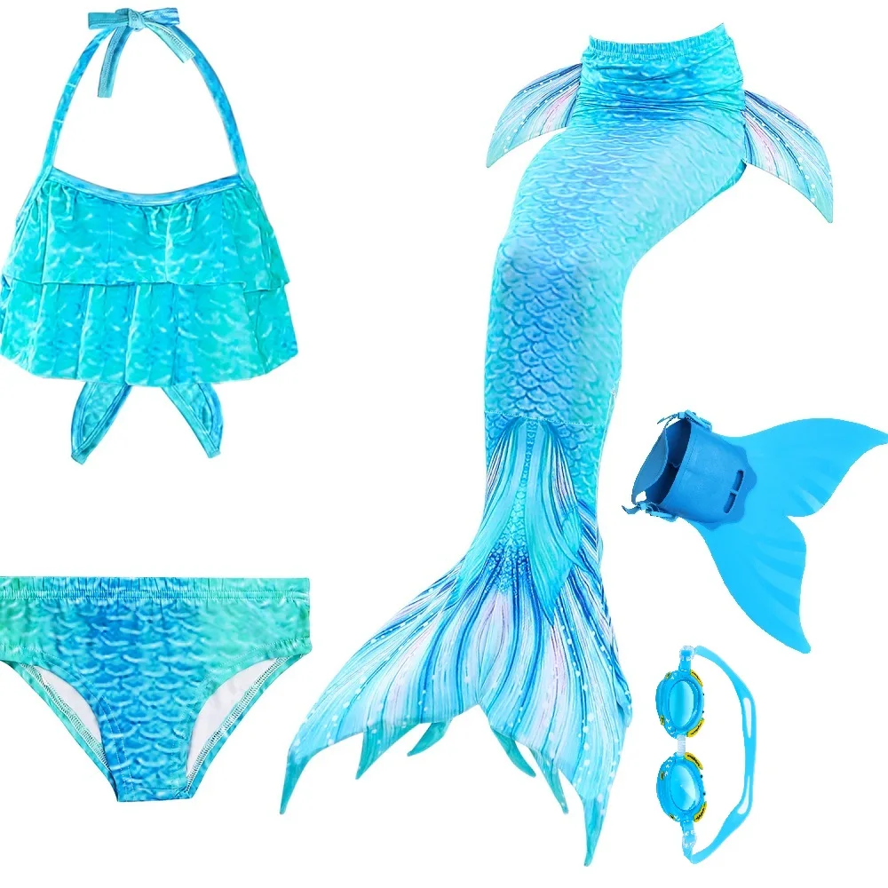 Hot Girls Mermaid Tail With Monofin For Swim Mermaid Swimsuit Mermaid Dress Swimsuit Bikini cosplay costume - Color: DH97 set 3