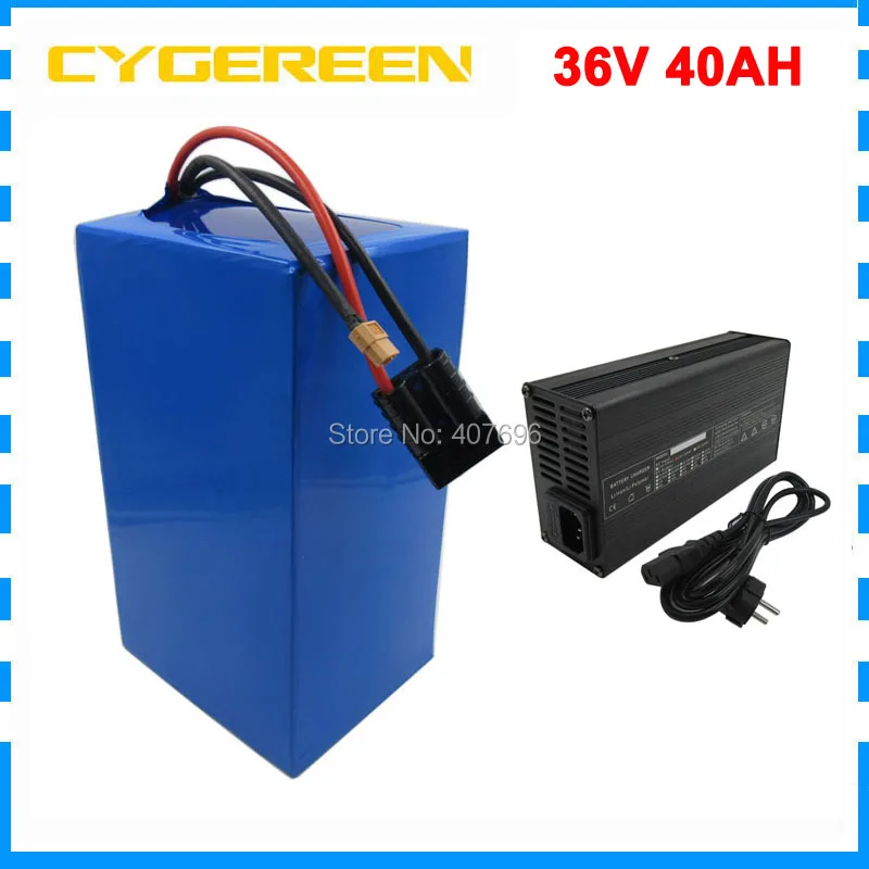 

1500W 36V 40AH electric bike battery 36V lithium ion battery use 3.7V 2500mAH 18650 cell 50A BMS with 42V 5A Charger