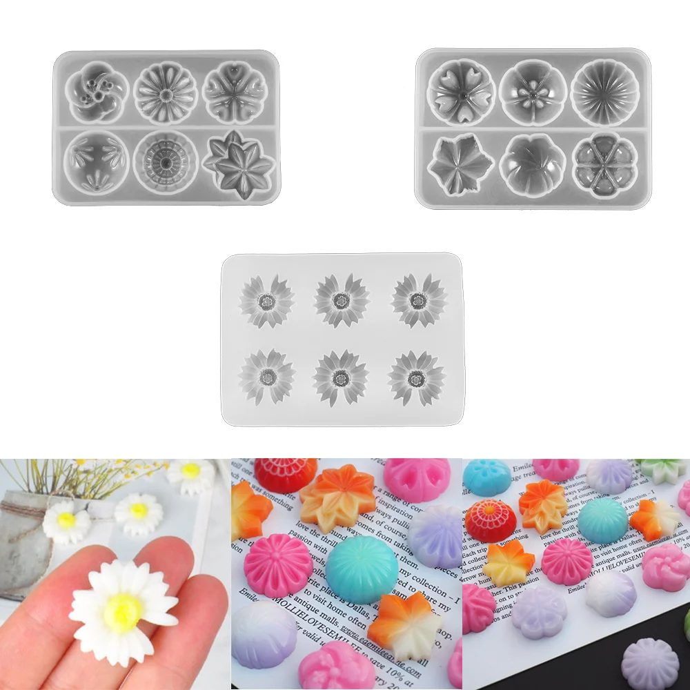 

3 Styles Flowers Shape Silicone Mold Cake Fondant DIY Decoration Chocolate Sugar Craft Polymer Clay Epoxy Resin Crafts 3D Mould