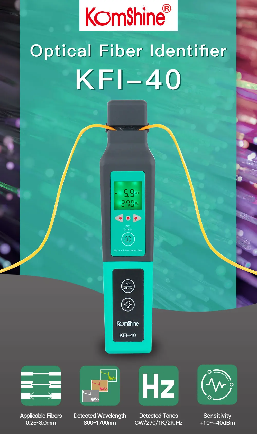 Komshine KFI-40 волоконно-оптический идентификатор 800-1700nm Live волокно идентификатор