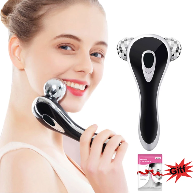 3D Face Massager Roller MicroCurrent Facial Roller Face Lifting & Slimming Wrinkle Remover Full Body Shape Massager Beauty Tool