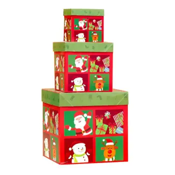 

1set Christmas Gift Packing Boxes Xmas Sqaure Gift Packing Bag Gift Box Candy Box Gift Wrapping Case
