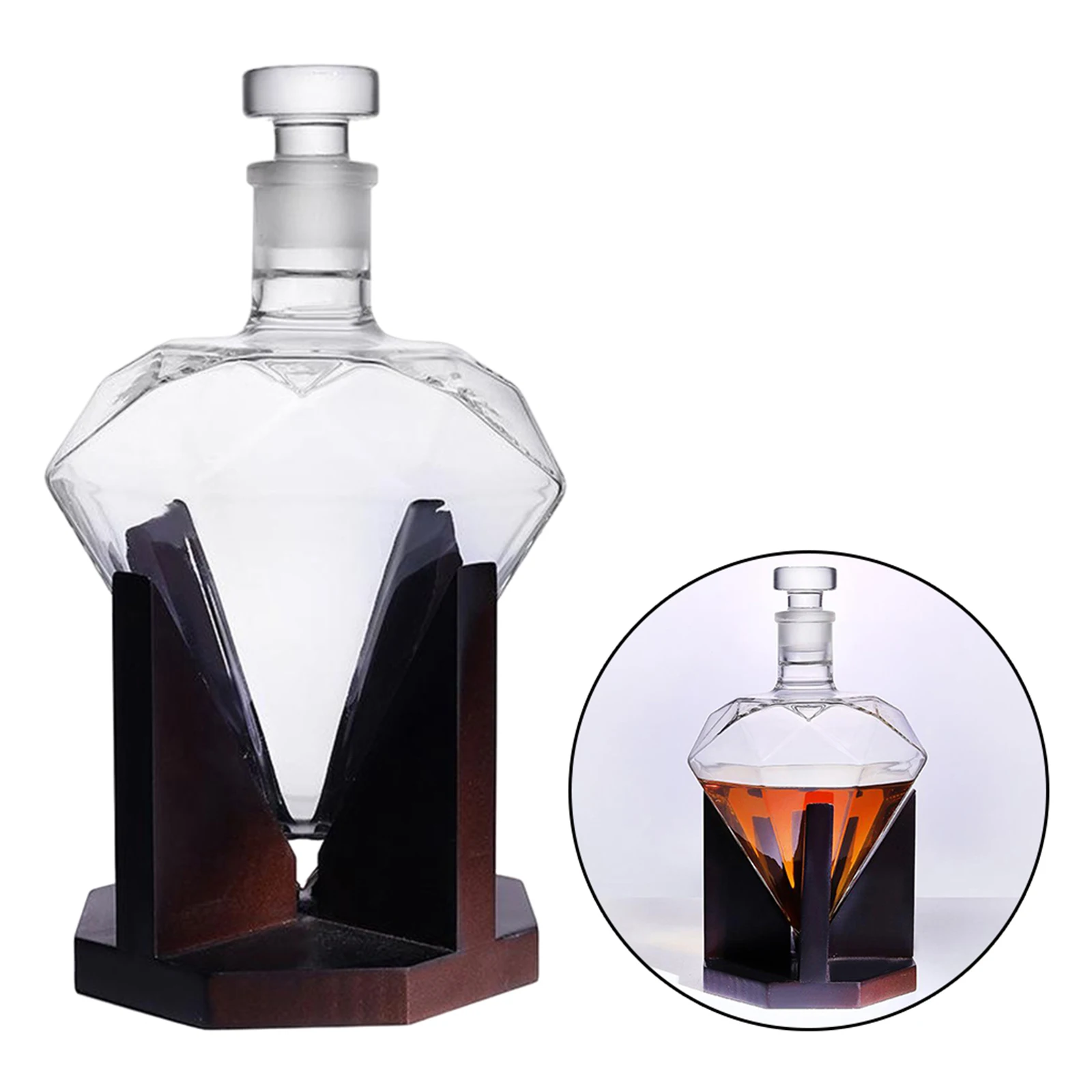 Whiskey Decanter Set 750ml Heart Shape Diamond Wine Decanter Vodka Liquor Wine Pourer Cocktail Glass Whisky Dispenser Holder Home Party Decoration whiskey decanter set