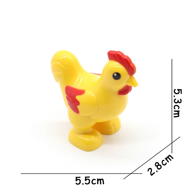 Big Size Building Blocks Animal Accessories Farm Figures Pig Rabbit Chicken Duck Dog Cat Bird horse Cow Sheep DIY Toys Gifts yellow Chicken