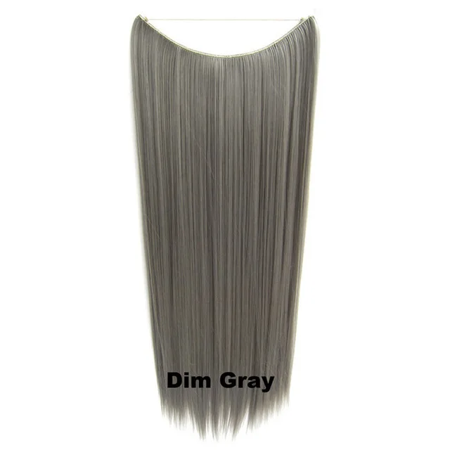 24inch 50grams 100grams Synthetic Hair Extension Gradual Color Brown Gray Blonde String Halo Hairpieces Extensions 100g-dimgray