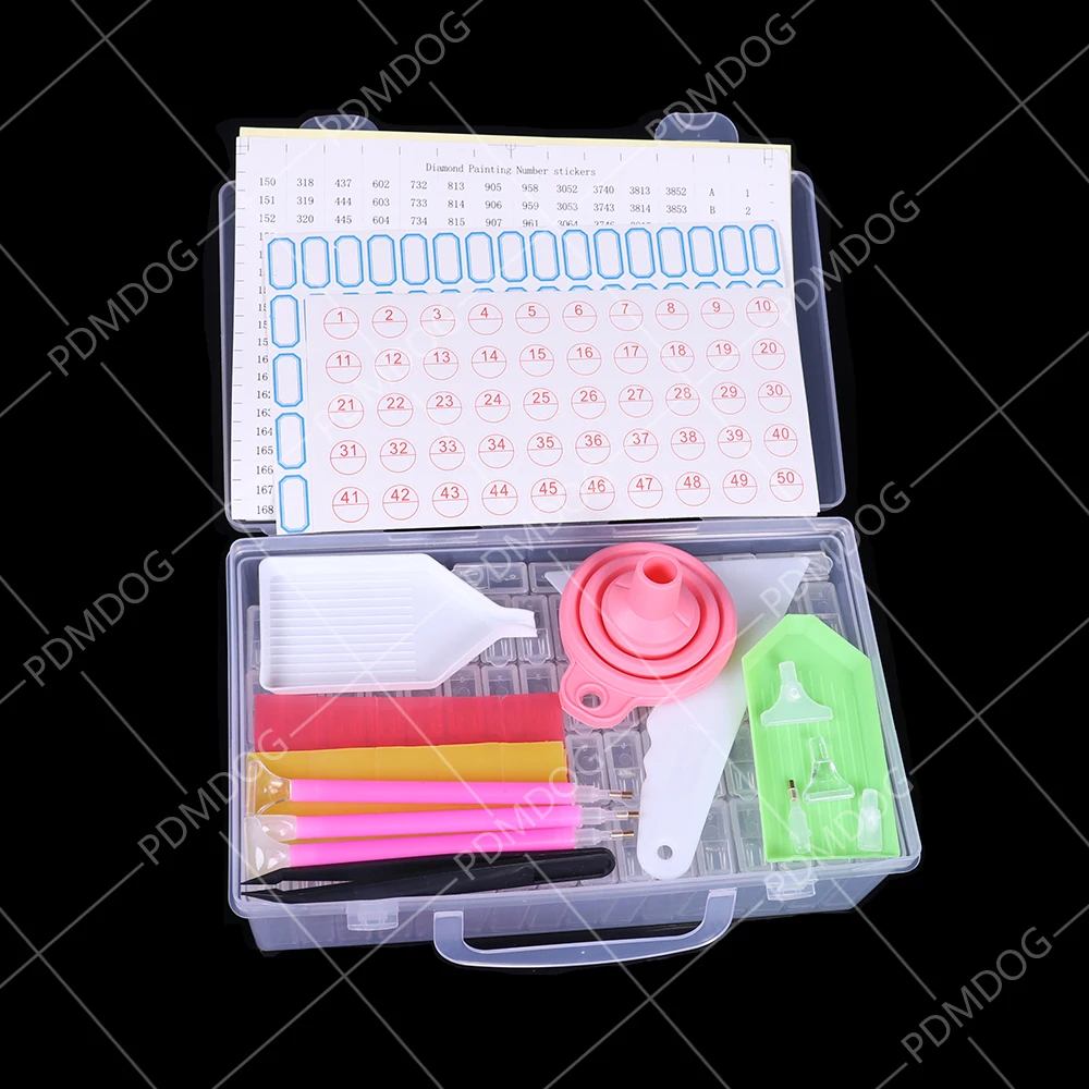 

64pcs 5D diamond painting accessories Sets Diamond Painting Tools Storage Box Beads Container Rhinestone Storage Boxes Accessory