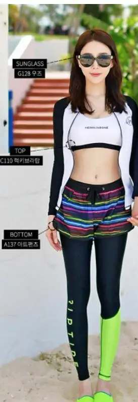 see chart Пара rashguards, купальные костюмы для серфинга, купальный костюм для девочек, женское платье с высокой талией, плюс размер, комплект бикини для пары, Женский комплект из трех предметов - Цвет: see chart