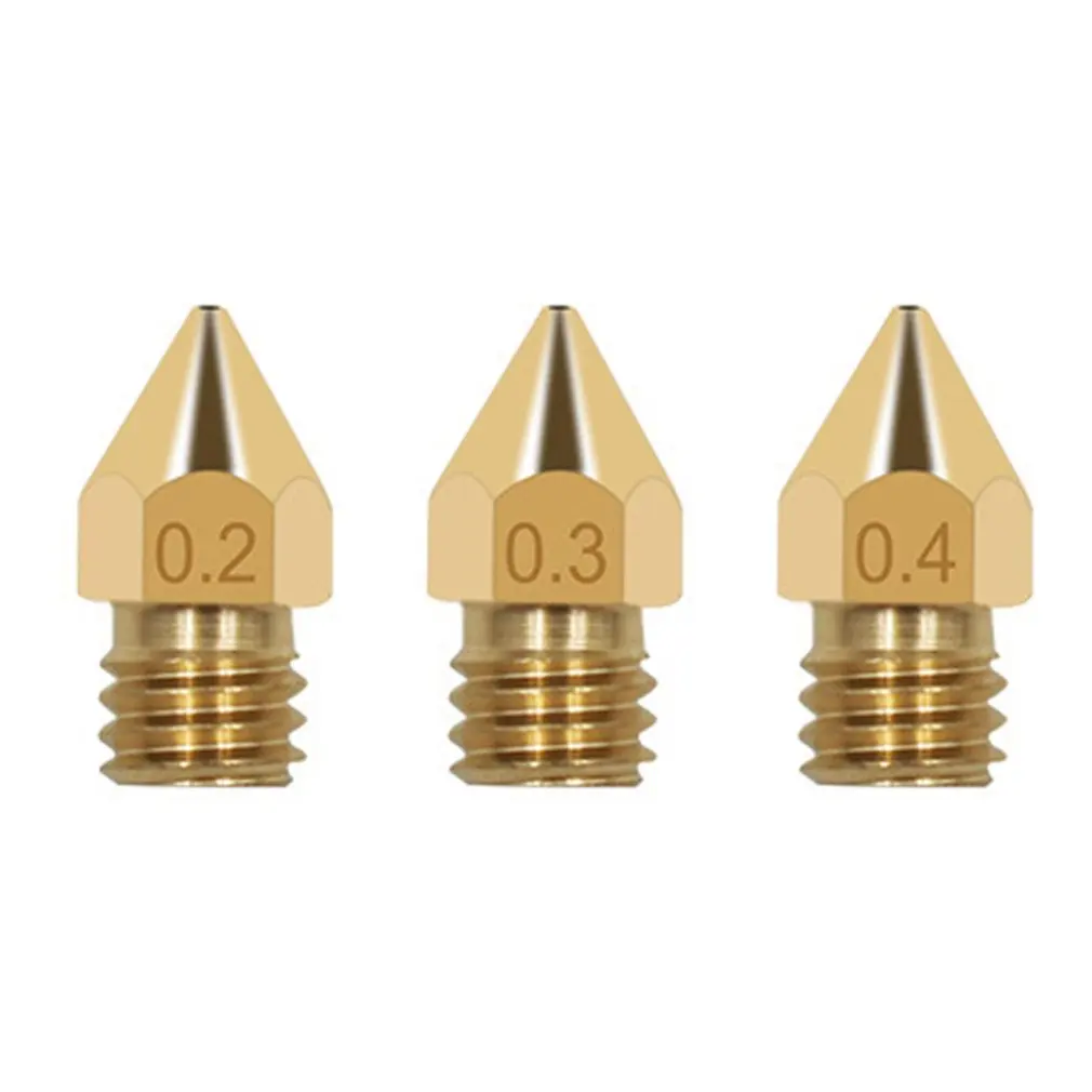 Brass Nozzles 3D Printer Accessories Mk8 Pointed Brass Nozzle Surface Lettering Printing Accessories