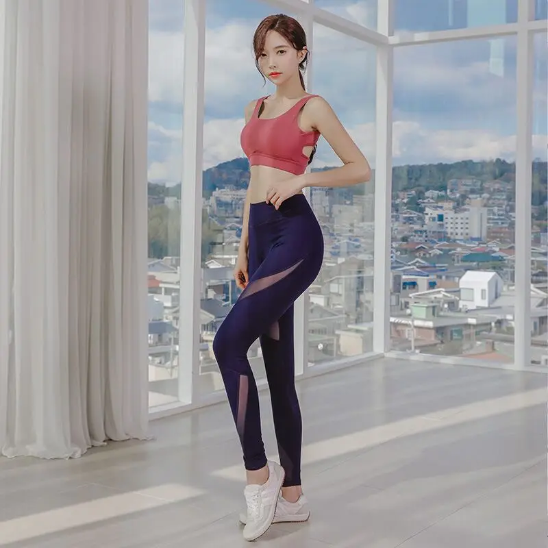 Женский Спортивный сетчатый бюстгальтер комплект из 2 предметов спортивный