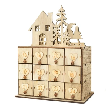 

Christmas Wooden Ornaments Christmas Advent Calendar Drawer Jewelry Box for Wedding Decoration New Year's Toys Natural Crafts Su