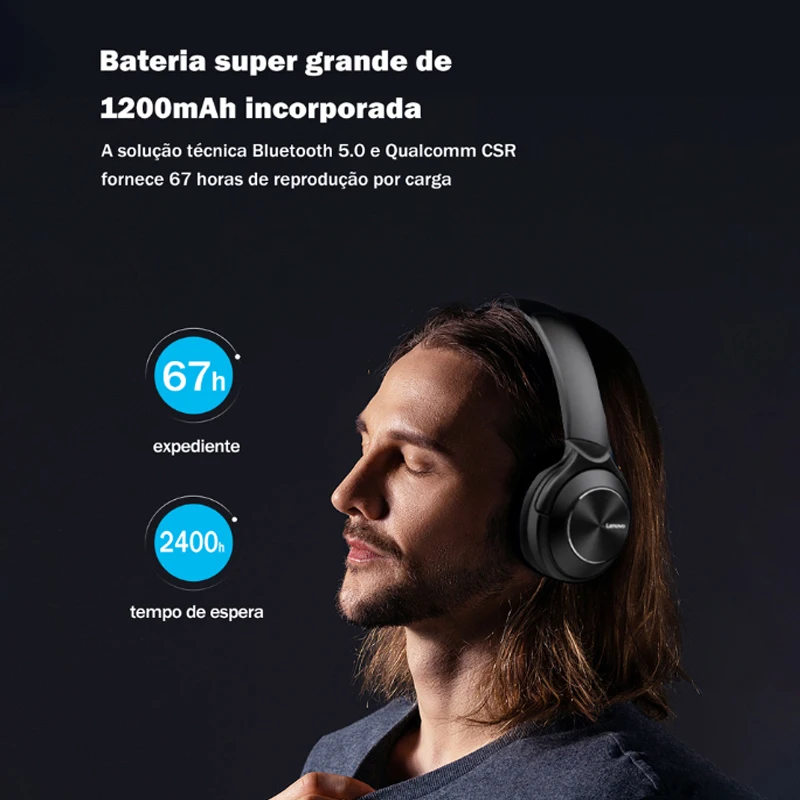 Lenovo Hd700 Bluetooth Headset 500mah Large Battery Capacity Noise  Reduction Music Headset 20h Playing Time For Sport Office - Earphones &  Headphones - AliExpress