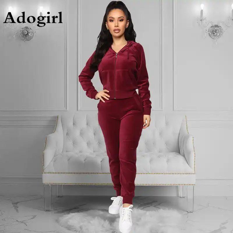 red velvet tracksuit womens