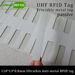 UHF RFID ультратонкий антиметаллический тег 915 МГц 868 МГц M4QT 110*13*0,8 мм EPC Gen2 6C фиксированные средства для печати ПЭТ пассивный RFID PET этикетка