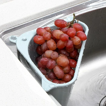

Kitchen Triangular Sink Strainer Drain Vegetable Fruits Drainer Basket Suction Cup Sponge Rack Storage Tool Sink Filter Shelf