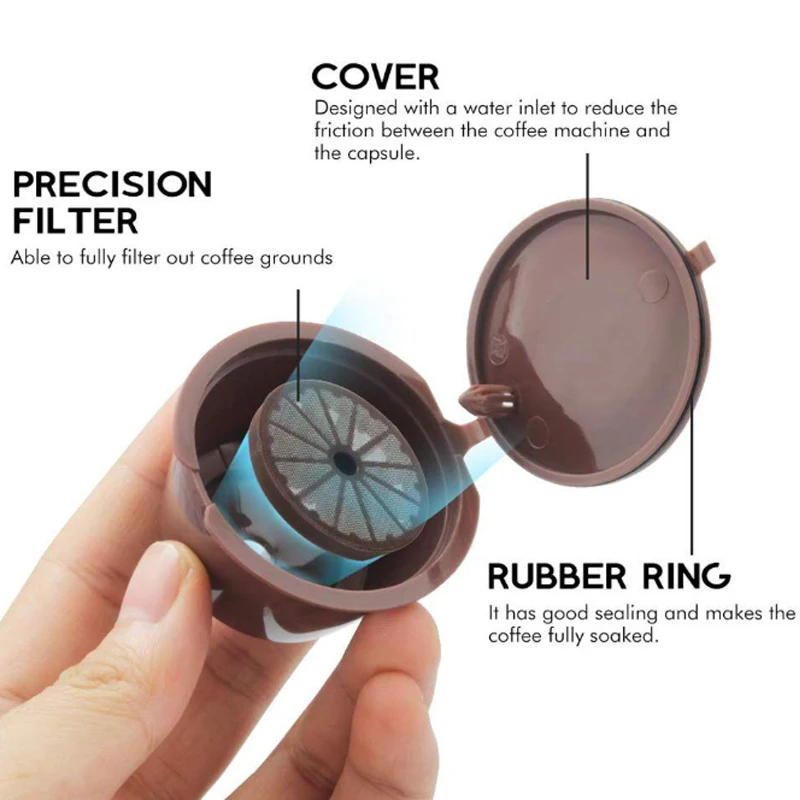 Filtros Cápsulas de Café Reutilizable Cápsula 3pcs con 1 Cucharón de  Plástico Generación 4 Cápsulas para Cafetera Dolce Gusto Recargables más de  300 usos para Reemplazo 1 Cepillo de Limpieza Hogar y