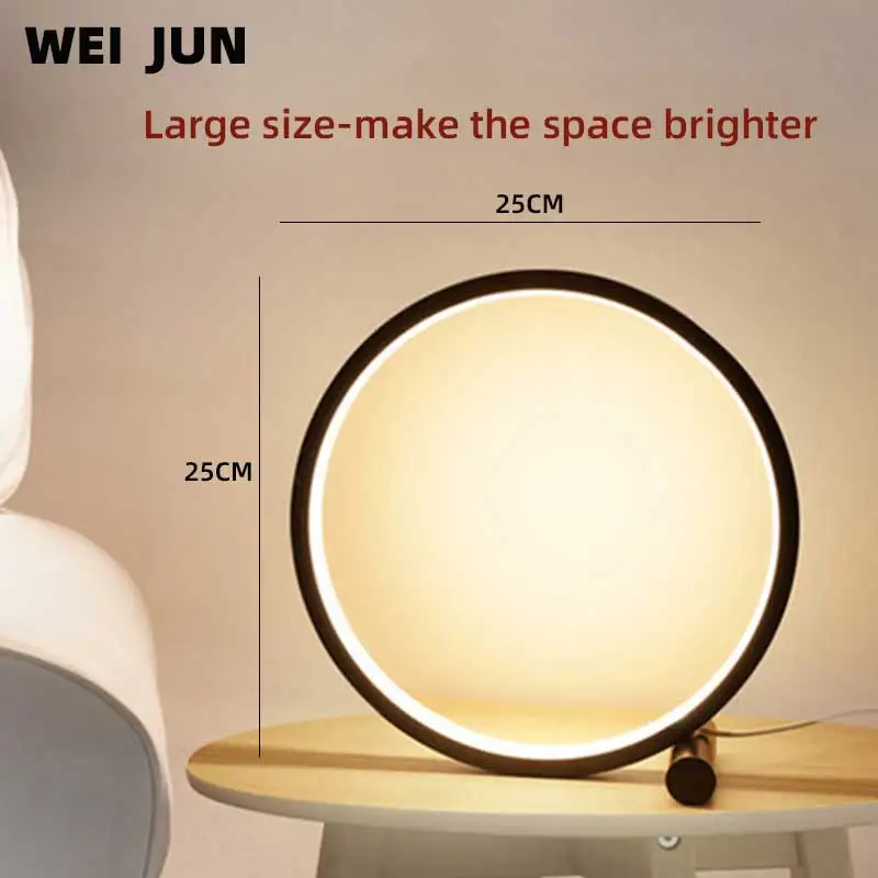 Round Table Lamp 3 Color Dimmable Night Light Touch Switch Bedside Bedroom Study Living Room LED Modern Minimalist Aluminum | Лампы и