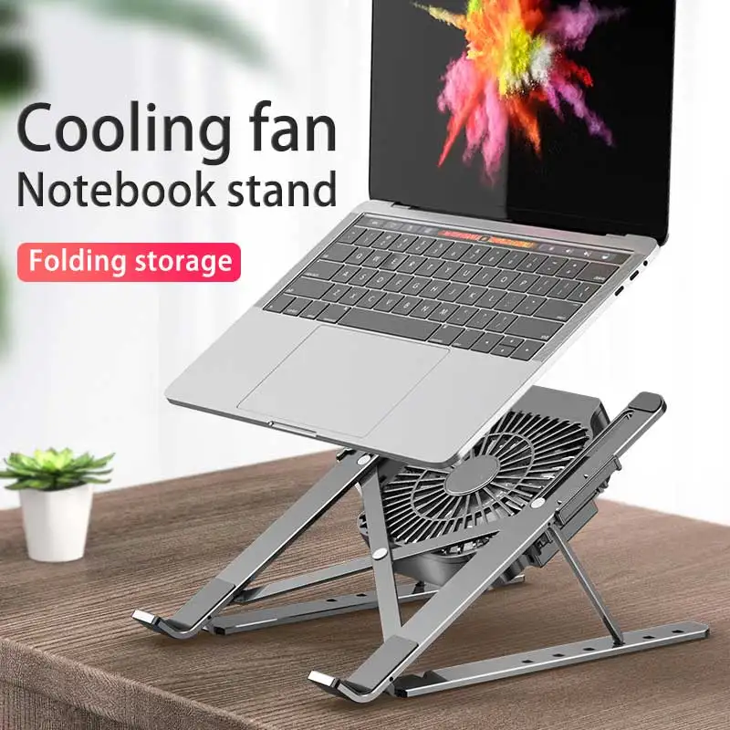 Laptop Stand for MacBook Air Pro Notebook Laptop Stand Bracket With Cooling Fan Foldable Aluminium Alloy for PC Notebook
