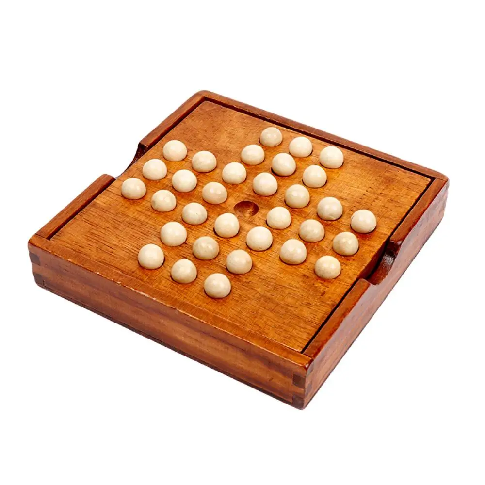 Wooden Solitaire Europe Board Cognitive Diamond Chess Classic Toys Fun Games