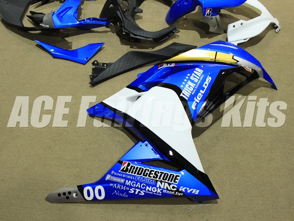 ABS обтекатель комплект для Kawasaki Ninja300 EX300 300R 2013 13 14 15 16 17 Обтекатели набор(литье под давлением) синий белый