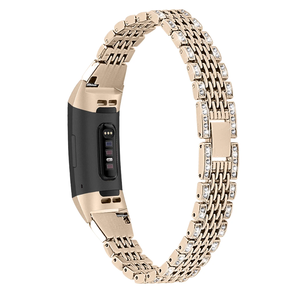 Нержавеющая сталь сменный Браслет кольцо с кристаллами для FitbitCharge 3 XR649