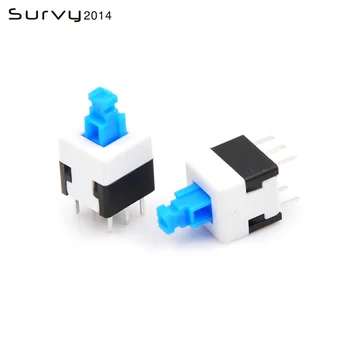 

10PCS DIP-6Pin Switch 7X7mm/8X8mm Cap Self-locking/Without Lock Blue Button Control diy electronics