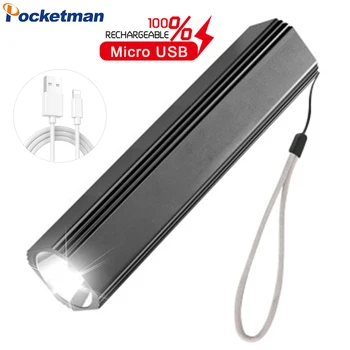 

Super Bright USB Rechargeable Flashlight with Hand Strap Built-in Battery Flashlight Mini Torch 3 Modes Portable LED Torch