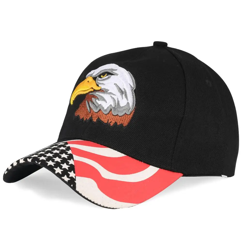 Мужская бейсболка с вышитым американским флагом Snapback шляпа папы костяная