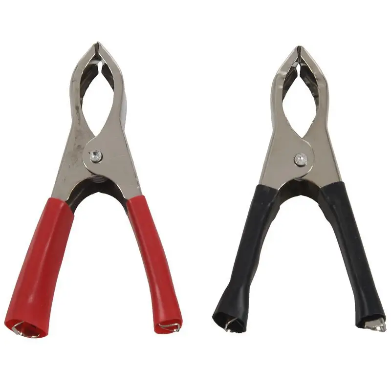 

Hot Sale 2 Pieces Metal Plastic Crocodile Clamp Alligator Car Caravan Battery Test Clamp Test Lead Clip for Battery 75mm 30A