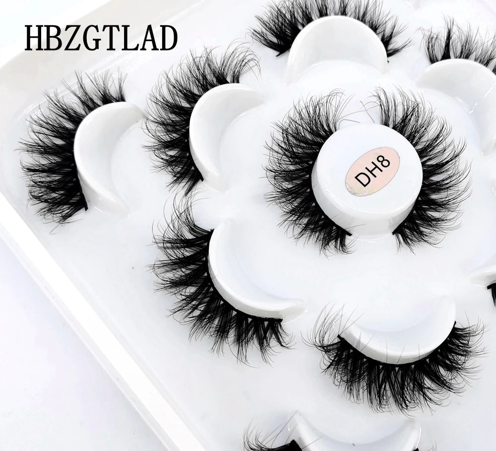 6 Pairs 3D Faux Mink Lashes Fluffy Soft Wispy Natural long False Eyelashes Curly lashes Volume Reusable lashes Makeup Extension