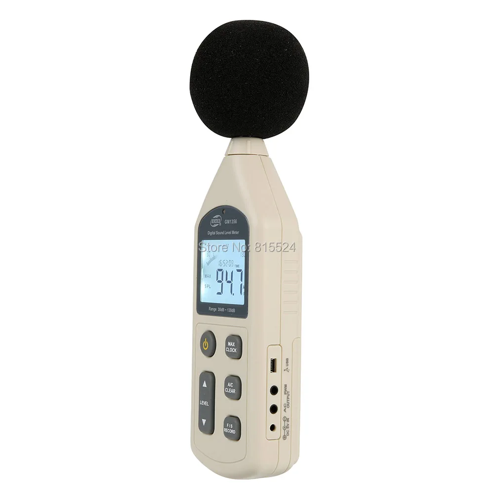 BENETECH цифровой измеритель уровня звука USB шума GM1356 30-130DB A/C быстрый/медленный дБ +