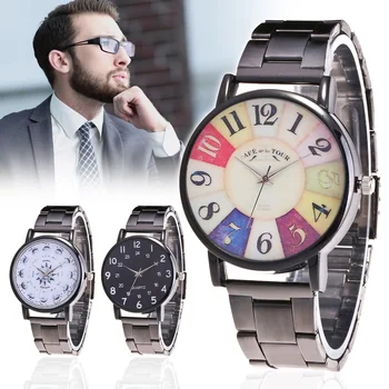 

Exquisite Men Business Quartz Watch Classic Vintage Alloy Dial with Steel Wrist Strap TT@88
