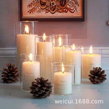 

Classic Glass Candle Holders Nordic Style Simple Art Cylinder Vases Pillar Candle Floating Candles Holders Home Decor DF50CH