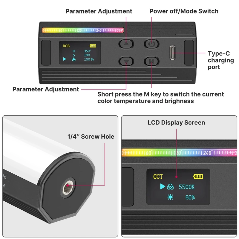 Ideal para Gravação de Vídeos Rgb para Fotografia Rgb de Led para Vídeos 2500 a 9000k Ulanzi-luz Portátil Iluminação Youtube no - Image 2