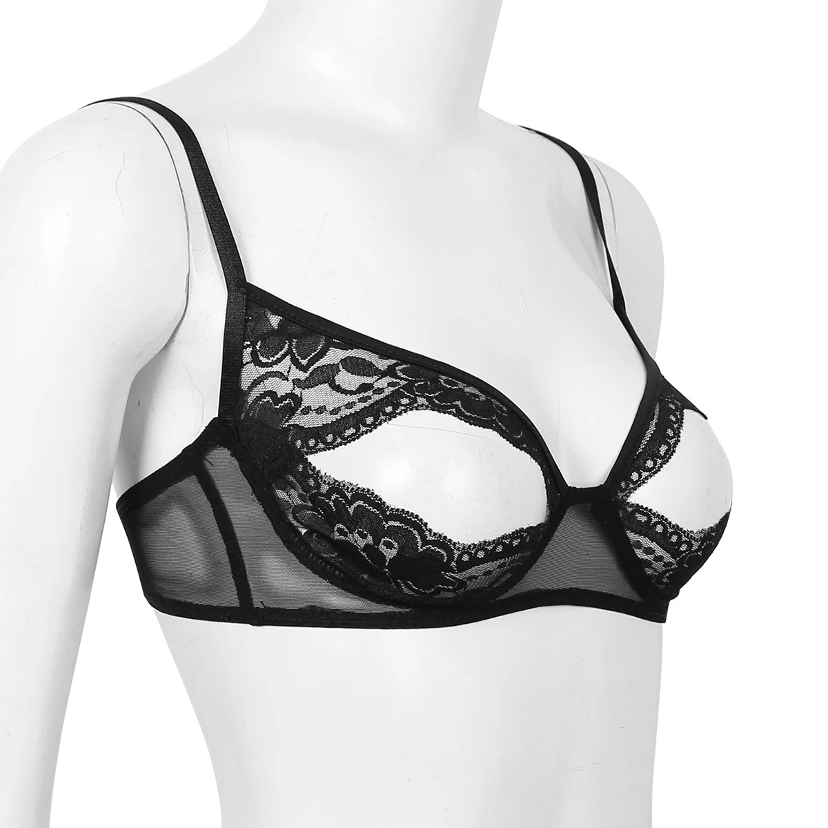 Women Lingerie Exotic Open Bras Sissy Femme Sexy Nightwear Lace Nipple Split Bralette Wire-free Unlined Bra Top women bra erotic lingerie