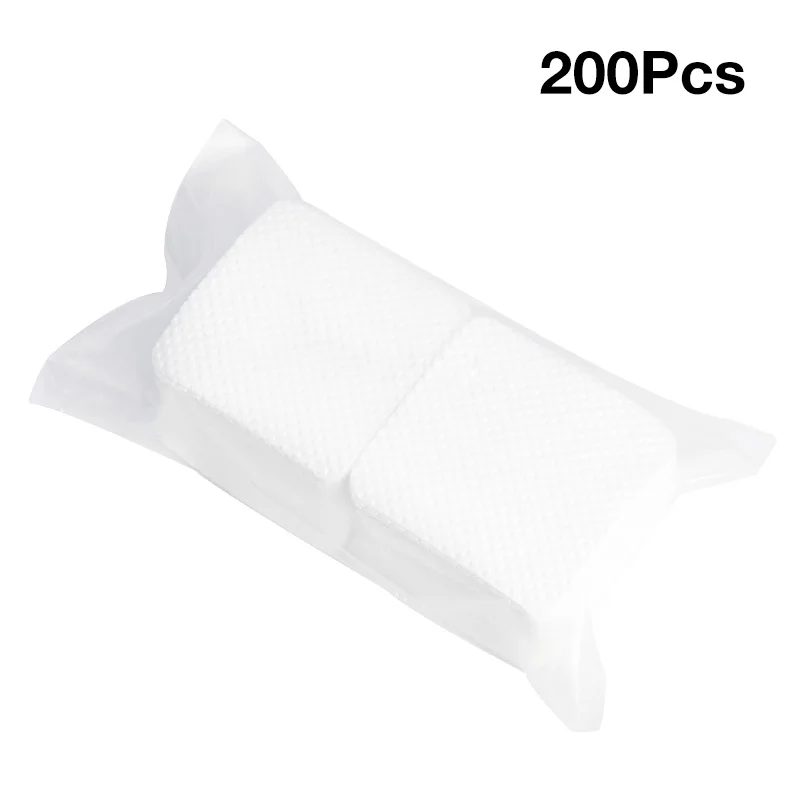 200Pcs Безворсовая жидкость для снятия лака для ногтей хлопковые салфетки для удаления УФ-гелевых наконечников очиститель бумажных подушечек для ногтей инструменты для чистки ногтей - Цвет: 200Pcs