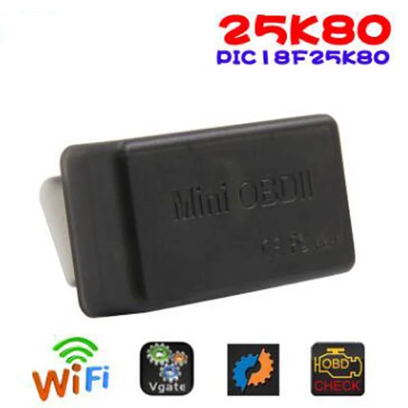 Черный Супер Мини elm327 wifi OBD2 V1.5 Elm 327 wifi Автомобильная диагностика obd-ii инструмент сканер Elm-327 PIC18F25K80 чип OBD 2 адаптер