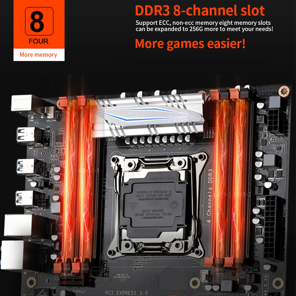 

X99 Office Desktop Computer Game Stable DDR3 Accessories Motherboard Replacement Memory USB Interface E5 2678v3 Wide Use Fast