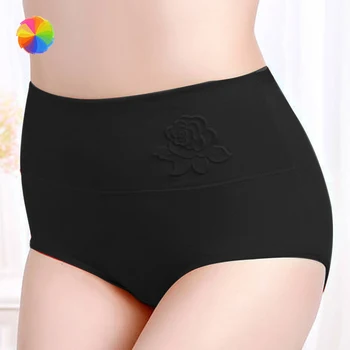 

1Pcs Ladies Panties 3D Embossed Cotton Underpant High Waist Solid Color Triangle Briefs for Women