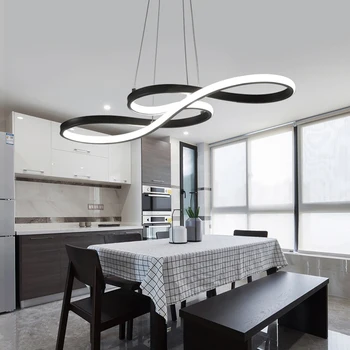 

Nordic Novelty Double Circle Pendant Light LED Lighting Products PP Decorative Bedroom Furniture Hotel Slim Linear Hanging Lamp