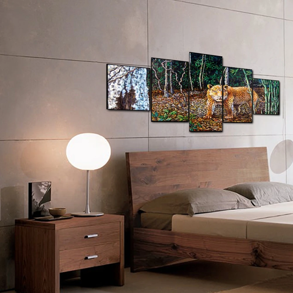 Canvas Art Oil Painting Leopard in the jungle Art Poster Picture Wall Decor Modern Home Decoration For Living room Office Canvas Art Oil Painting Leopard in the jungle Art Poster Picture Wall Decor Modern Home Decoration For Living room Office