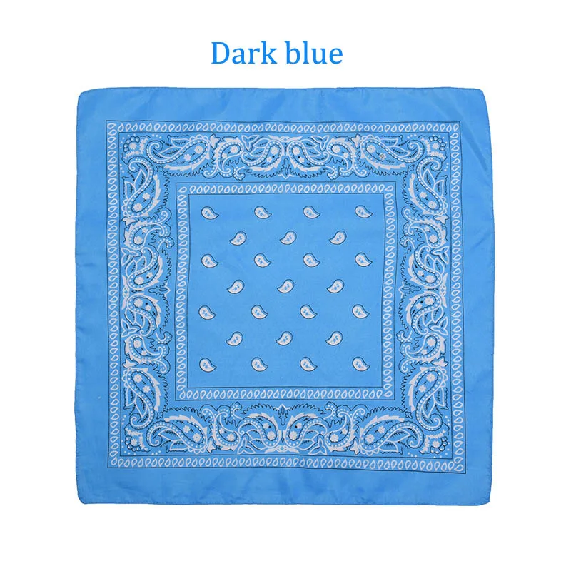 Dark blue Модная бандана в стиле хип-хоп из хлопка, квадратный шарф 55 см* 55 см, черная, красная повязка на голову с принтом пейсли для женщин/мужчин/мальчиков/девочек - Цвет: Dark blue