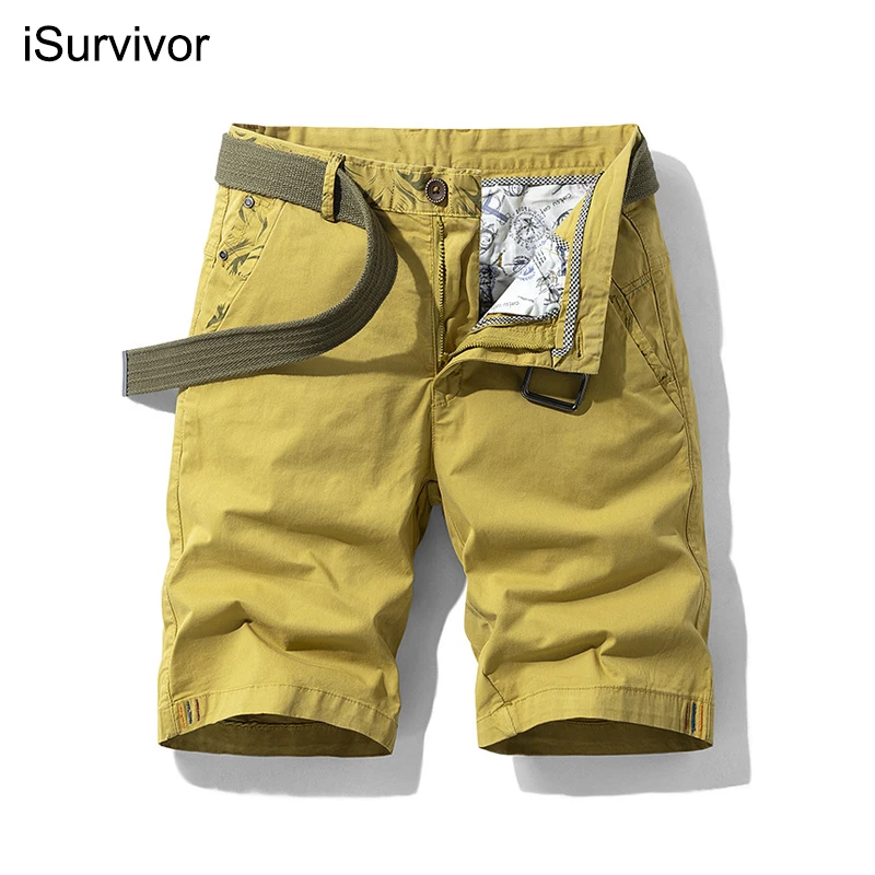 

iSurvivor 2022 Summer New Casual Shorts Men's Casual Loose Five-point Pants Overalls Men's Shorts Cotton Solid Color Leisure