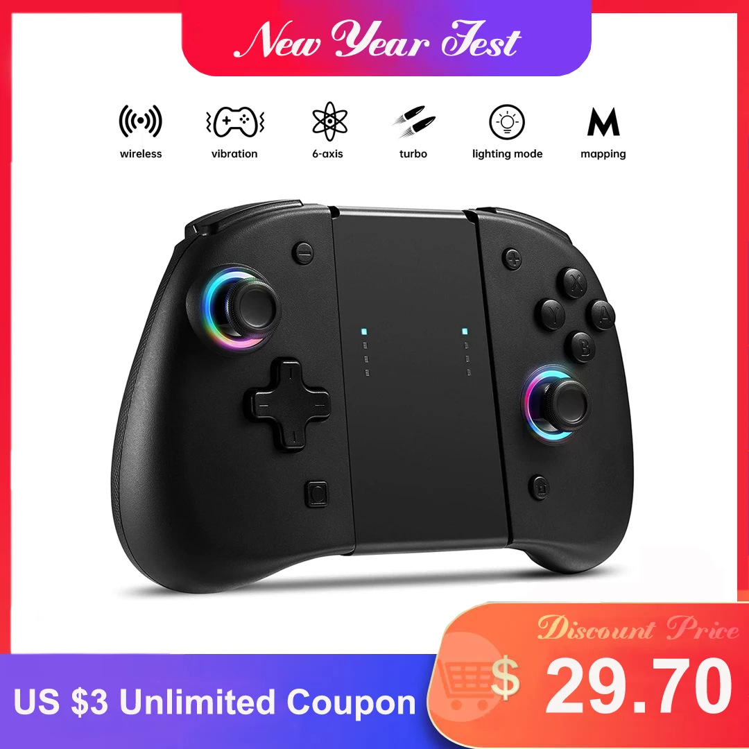 Bluetooth-Compatible Wireless Switch Pro Controller Gamepad Joystick For Nintendo Switch With LED Turbo Wake-Up 6-axis Mapping - ANKUX Tech Co., Ltd