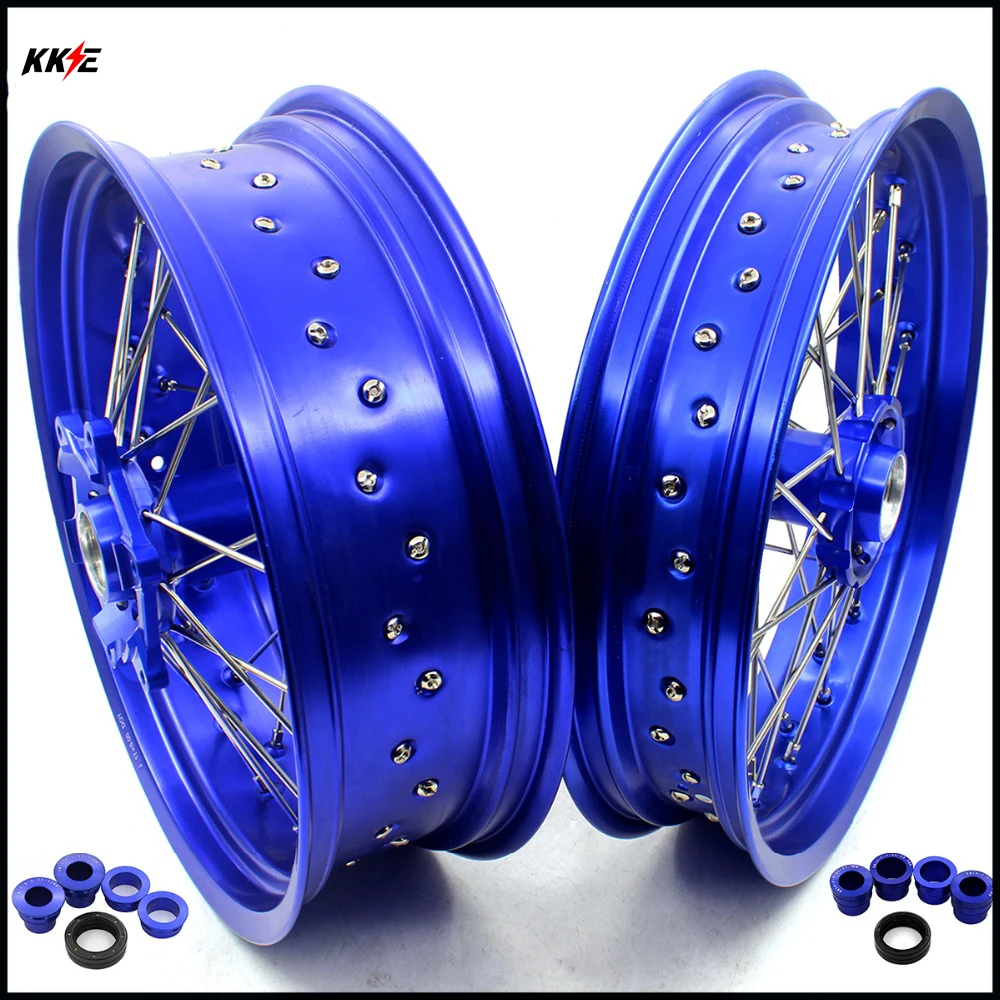 Комплект колес 3 5/4 25 CNC Supermoto для HUSABERG FE FC все модели 2004-2014 синие диски втулки |