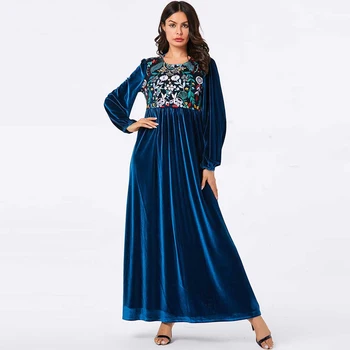 

Blue Velvet Kaftan Abaya Turkish Hijab Muslim Dress Islamic Clothing Abayas For Women Islam Caftan Dubai Elbise Djelaba Femme
