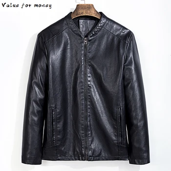 

size plus 8XL 7XL man genuine leather sheepskin clothing real leather jacket spring and autumn leather motorcycle coat