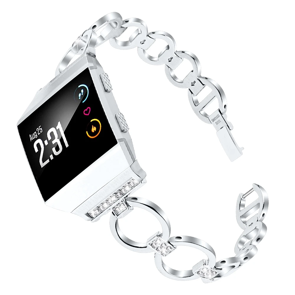 Buling браслеты для Fitbit Ionic браслет для смарт-часов двойное кольцо алмазный металлический ремешок для женщин сменный ремешок Браслеты