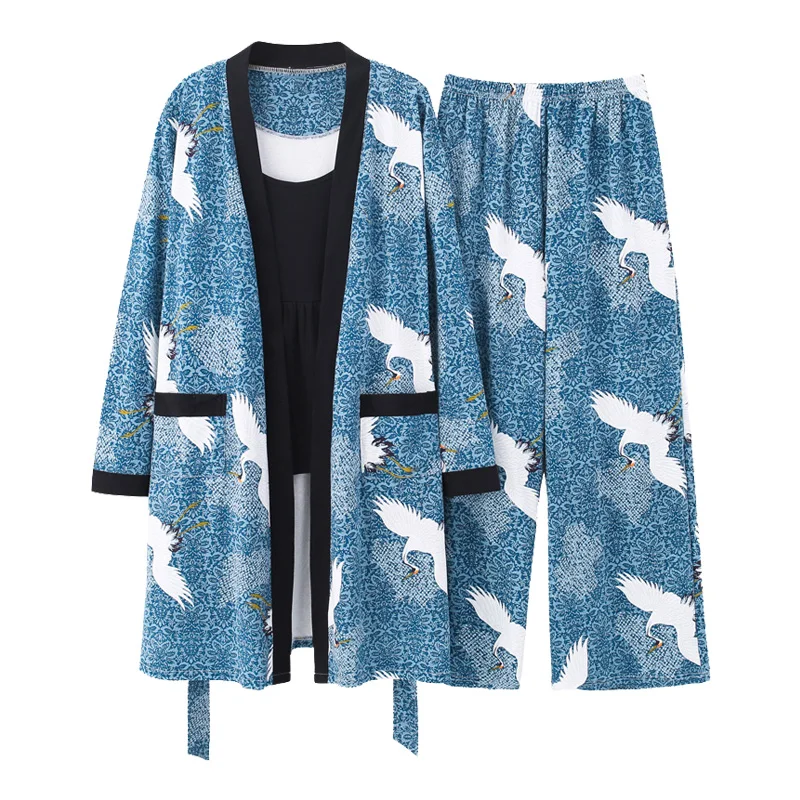 BZEL набор женских халатов Ночная рубашка на бретельках длинные брюки комплект из 3