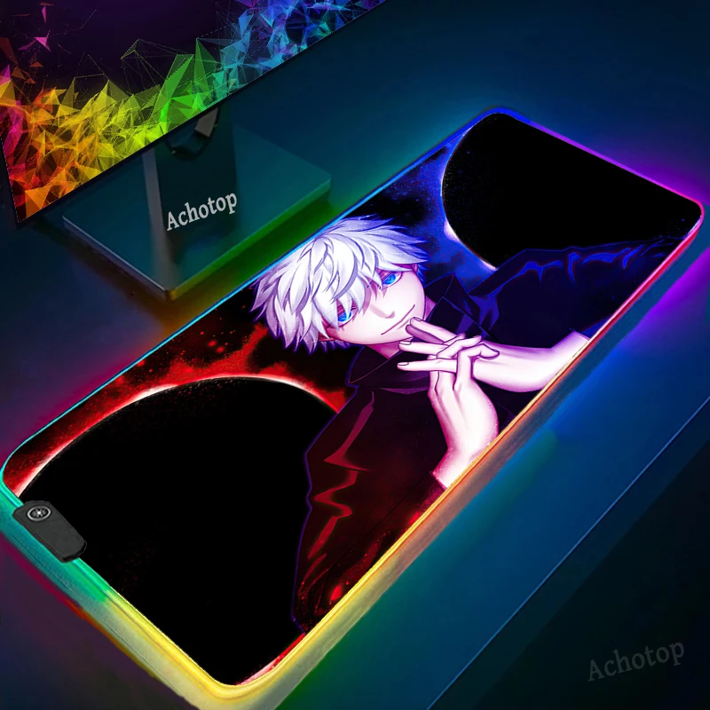 

RGB Jujutsu Kaisen Anime Mouse pad 80X30cm Game 2mm MousePad Oversized Laptop Keyboard Pad Table Mat for playing Games PC Gamer