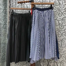 Ранняя осень г. Новая женская юбка средней длины с эластичной резинкой на талии, складками, подходящей по цвету и молнией 813